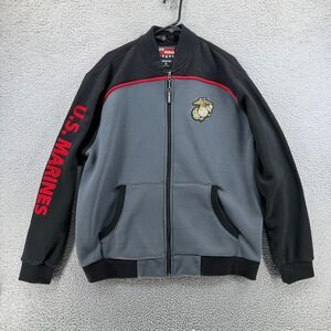 US Honor Infantry USMC United States Marines Full Zip Track Jacket Gray Black XL